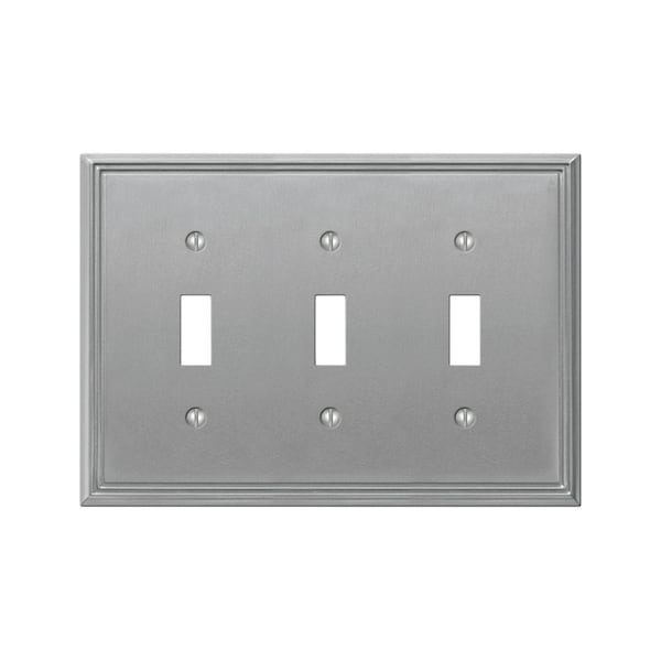 Amerelle Wall Plate, Number of Gangs: 3 gang Die-cast Metal, Brushed Nickel Finish, Gray 77TTTBN - main